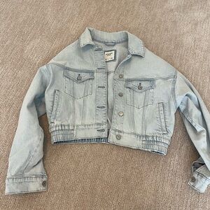 Abercrombie & Fitch Cinched Hem Light Wash Denim Jacket